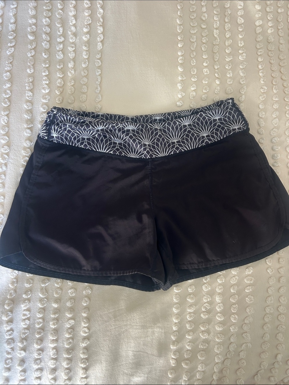 Senita Athletics Black Shorts with Patterned Waistband and shorts liner